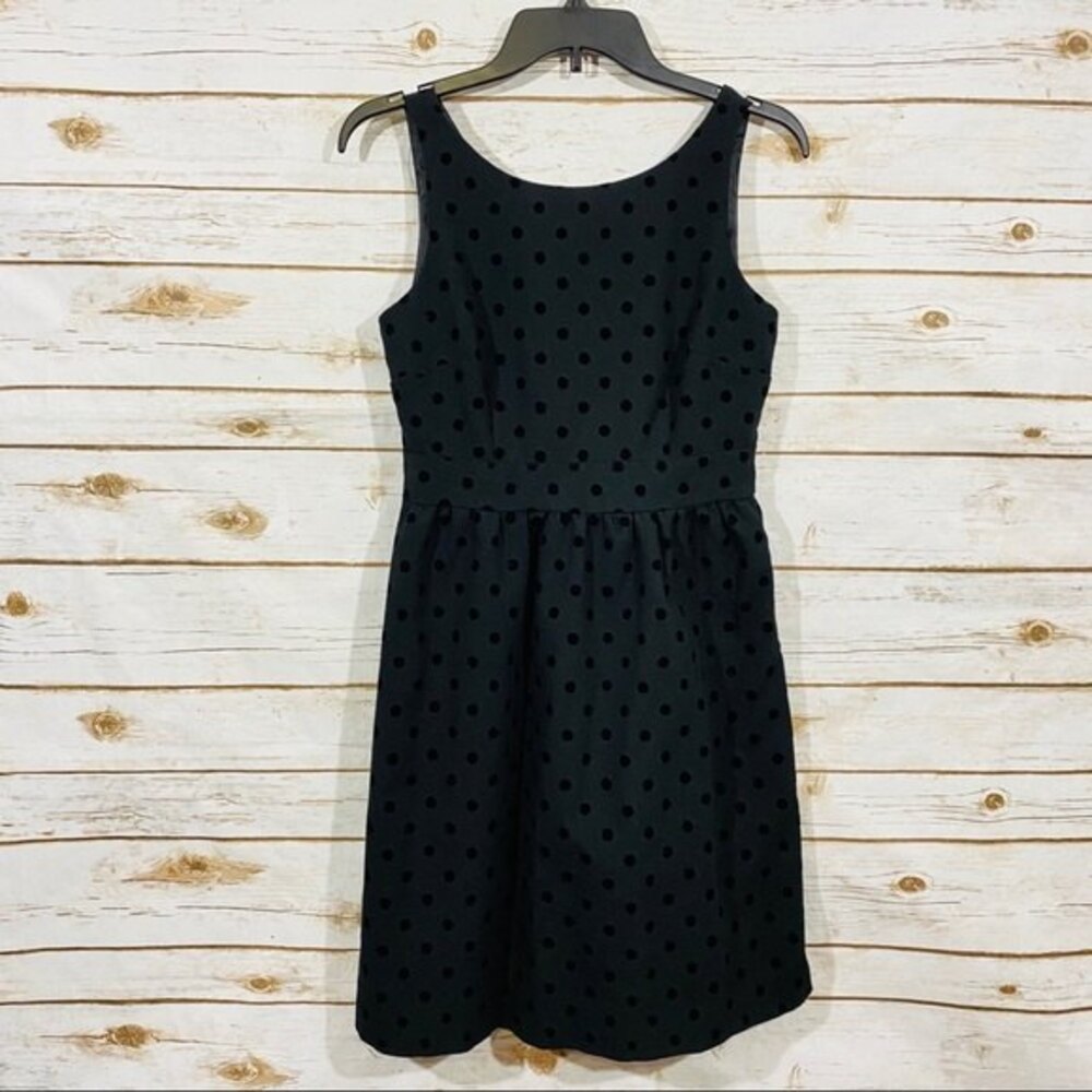 Loft Women’s sleeveless black dots back zip dress size 0